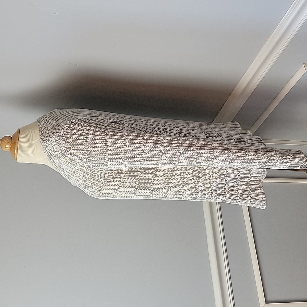 CHICO'S Gray Cable Open Knit Cottagecore Office Preppy Open Cardigan Sweater XL - Picture 2 of 7